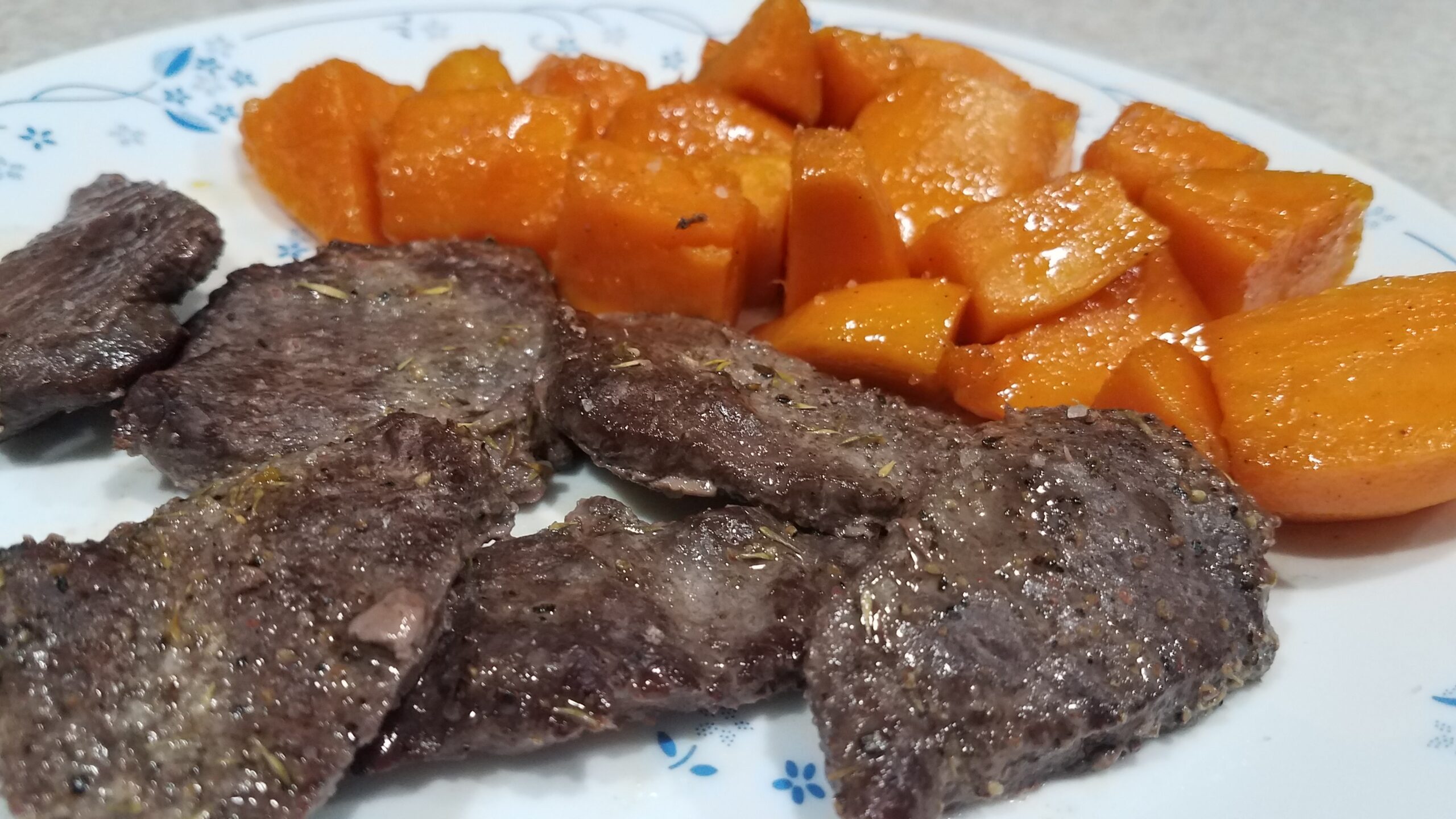 Baked Venison Steaks with Sweet Potatoes