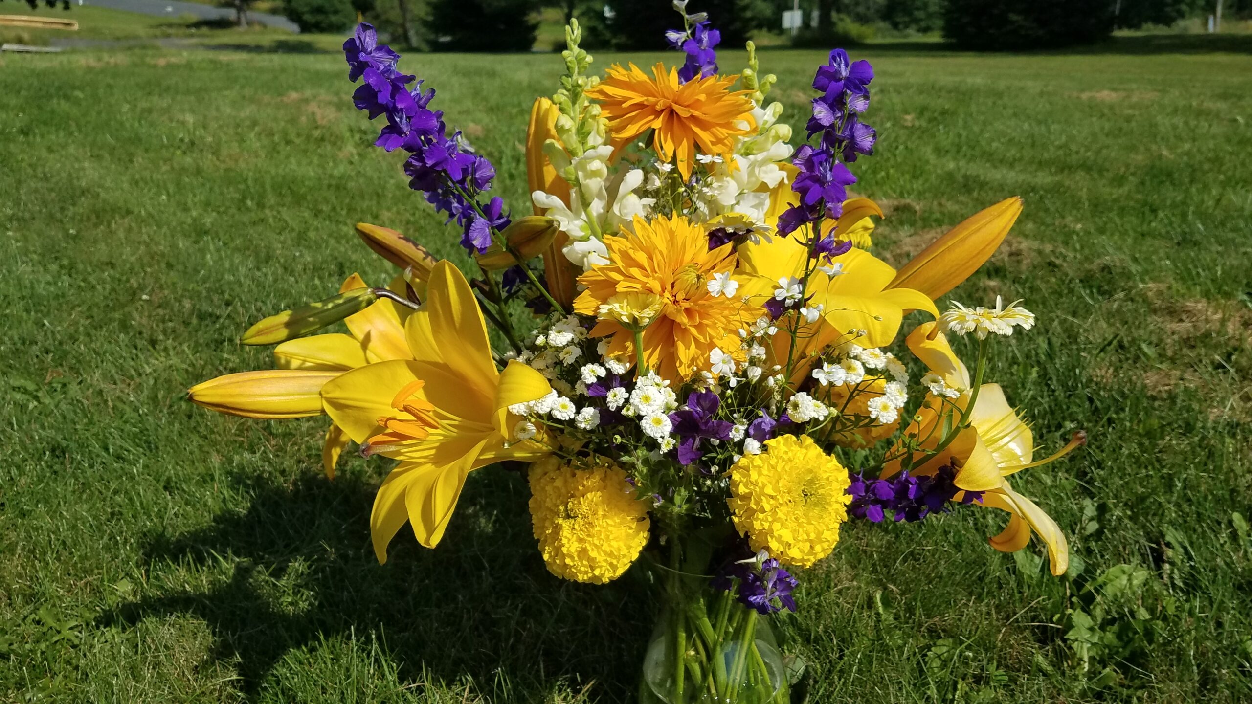 Yellow and Blue July Bouquet